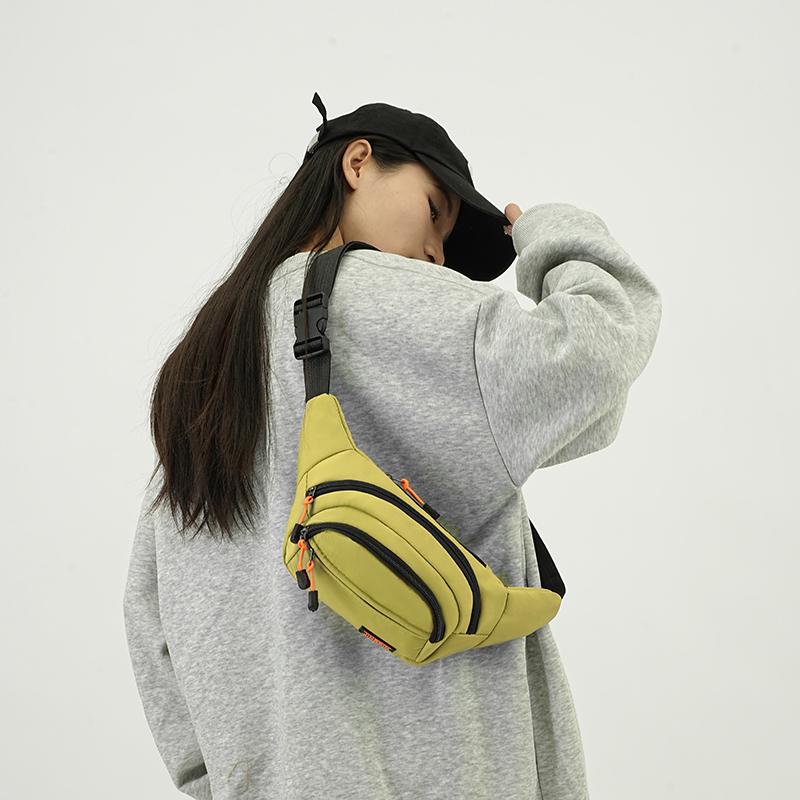 Nylon Men Chest Bag Large Capacity Adjustable Strap Outdoor Waist Bag Japanese Style Multi Functional Sports Walking Bag Riding