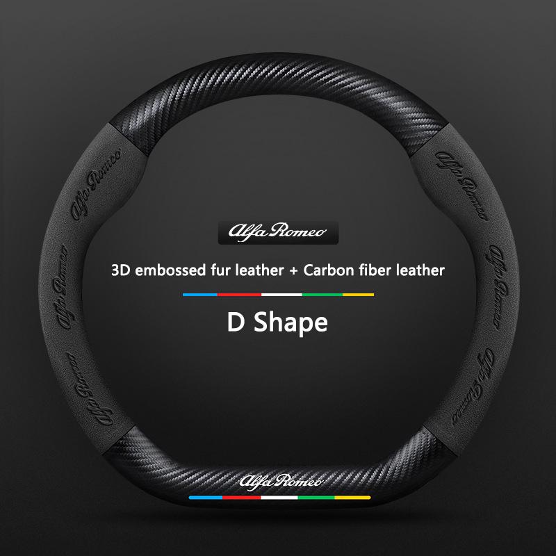 

Stickers Carbon Suede Car Steering Wheel Cover For Alfa Romeo GT 147 156 159 166 Giulia Tonale Stelvio Giulietta Mito Milano