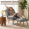 Recliner Chair with Footstool, Recliner Armchair with Adjustable Backrest, Thick Cushion and Wooden Legs, Grey