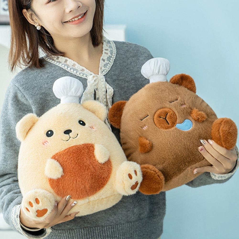 

Bear Capybara Plush Toy Cartoon Capibara Fluffty Doll Chef Hat Capybara Plush Doll Home Decor bear
