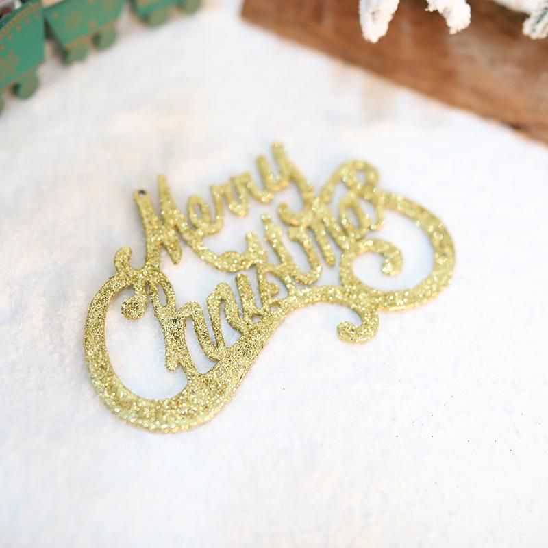 Gold Glitter Merry Christmas Letter Pendant Ornament for Tree Decoration