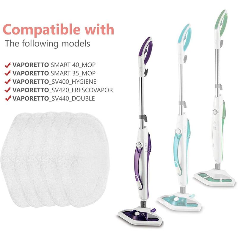 5 Pcs Microfiber Washable Mop Pad,Replacement Mop Parts for Polti Kit Vaporetto Steam Mop