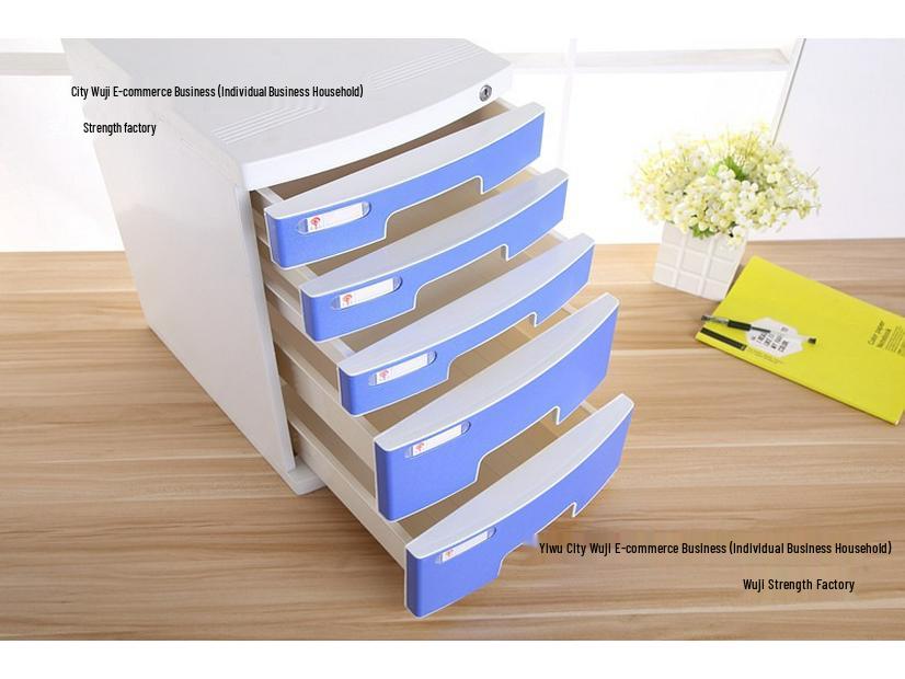 4-Drawer Lockable Plastic Office File Cabinet, Thickened Storage Box