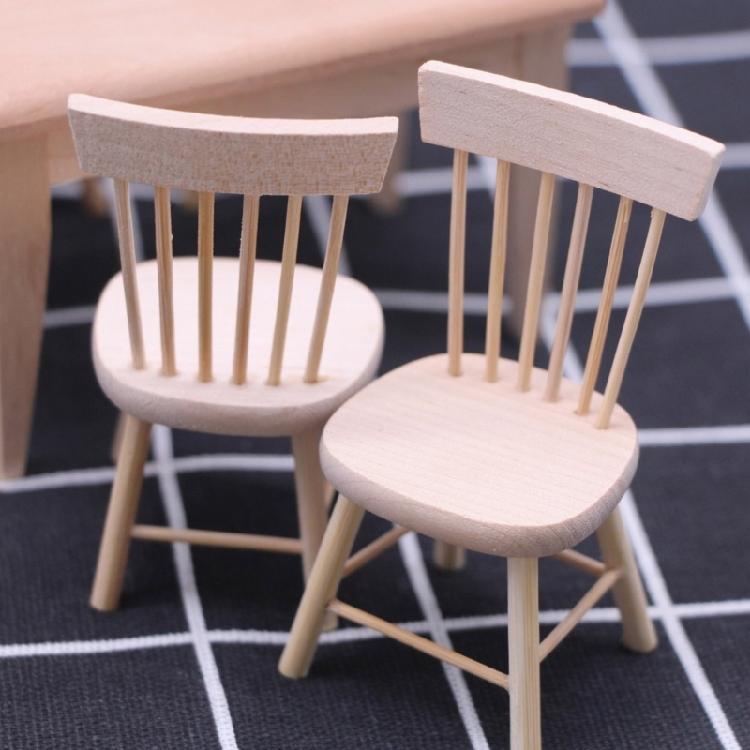 Realistic Miniature Wooden Dining Table and Chair Set For Crafting Miniature Scene And Dollhouses Display Accessories
