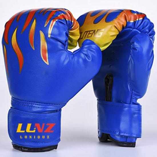Boxing Gloves LangRay Punching Gloves Training Training Special Training Breathable Martial Arts Karate Kids PU Leather Children's Parent-Child (Blue,