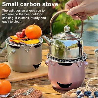 Portable Charcoal Grill 304 Stainless Steel Mini BBQ Stove with Airflow Control Foldable BBQ Cooking Stove for Camping Picnic