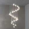 American Cherry Crystal Glass Stair Chandelier: Creative Meteor Shower Light for Hotel Lobby
