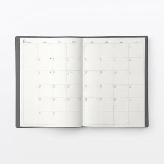 Muji Montag Start Monats-Wochen-Planer Start Dezember 2026 A5 Dunkelgrau
