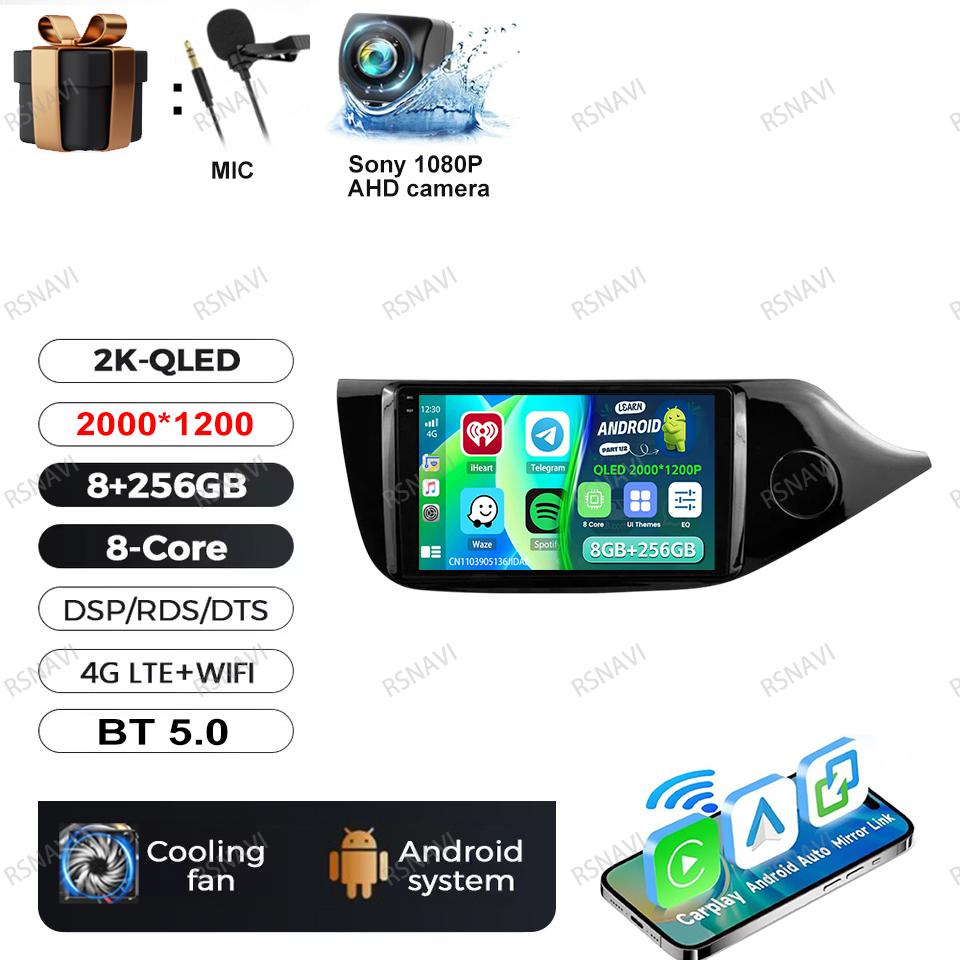 Android 16 Car Radio For Kia CEED 2 JD 2012 - 2018 RHD Video Player Multimedia Carplay Navigation Autoradio RDS Stereo 5G WIFI