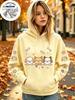 Women Fleece Hoodie, Lovely Cartoon Pet With Yarn Ball Print Long Sleeve Pullover, Sweet Casual Autumn Hooded Top