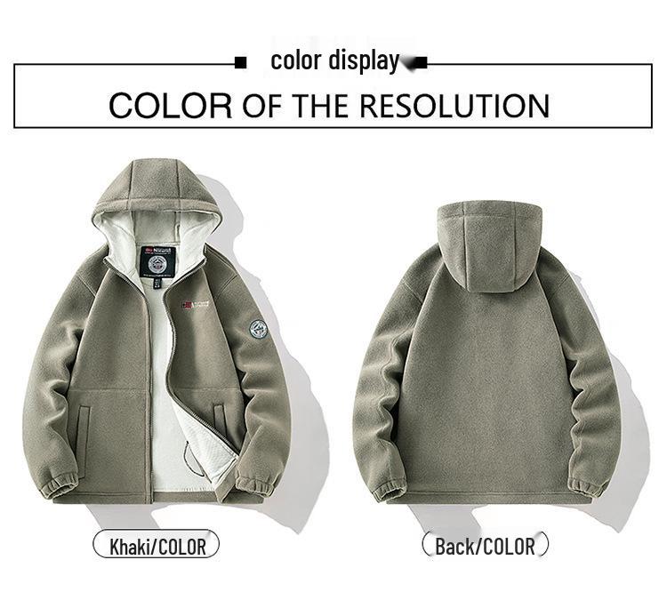 Men's and Women's Embroidered Warm Hooded Winter Fleece Jacket 8918 - Popular Internet Celebrity Style