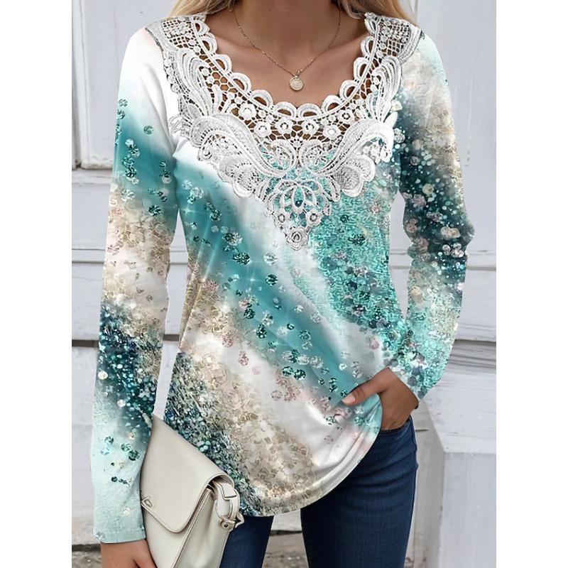 IHUASU Women's Fashion Casual Long Sleeve O-Neck Blouses & Shirts