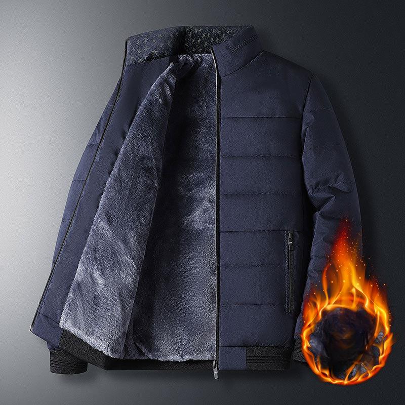 Men's Winter Windproof Fleece Lined Jacket Warm Breathable Zip-Up Sherpa Lined Coat Comfortable Long Sleeve Casual Jackets for Men Plus Size M-4XL