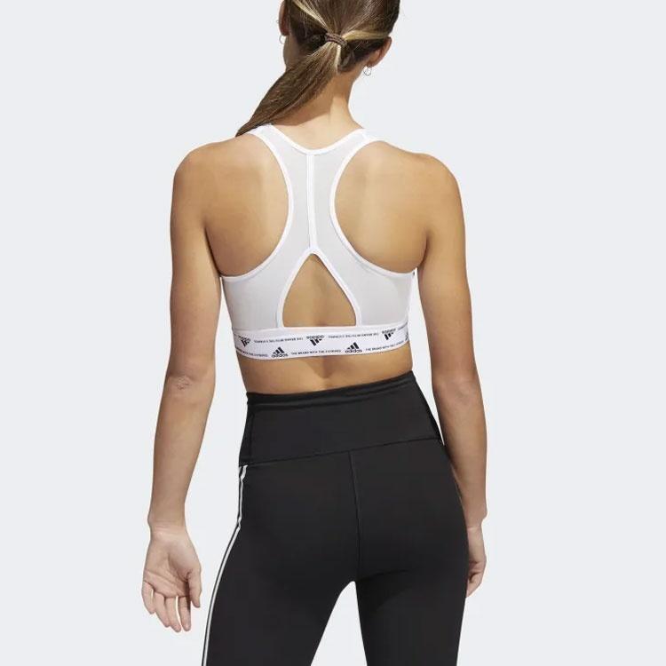 (WMNS) Adidas Powerreact Training Medium Support 3-Stripes Bra Asia Sizing 'White Black' Women's HC7897
