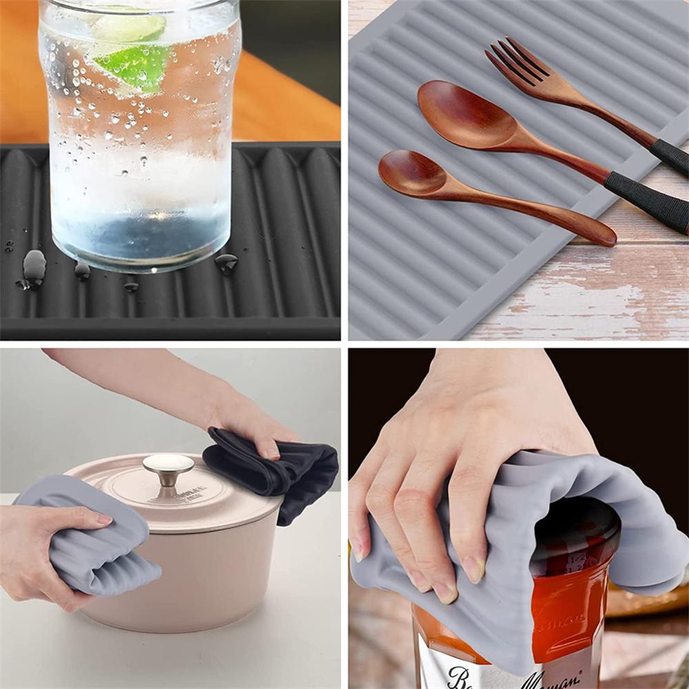 

Dish Drying Mat For Kitchen Counter Silicone Drain Pad Heat-resistant Anti-slip Pot Dish Cup Pad Tableware Cushion Tray Placemat as shown