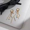 White Square Zirconia Rhinestone Chain Dangle Tassel Earrings for Women 18K Gold Plated Stainless Steel Jewelry for Fashion