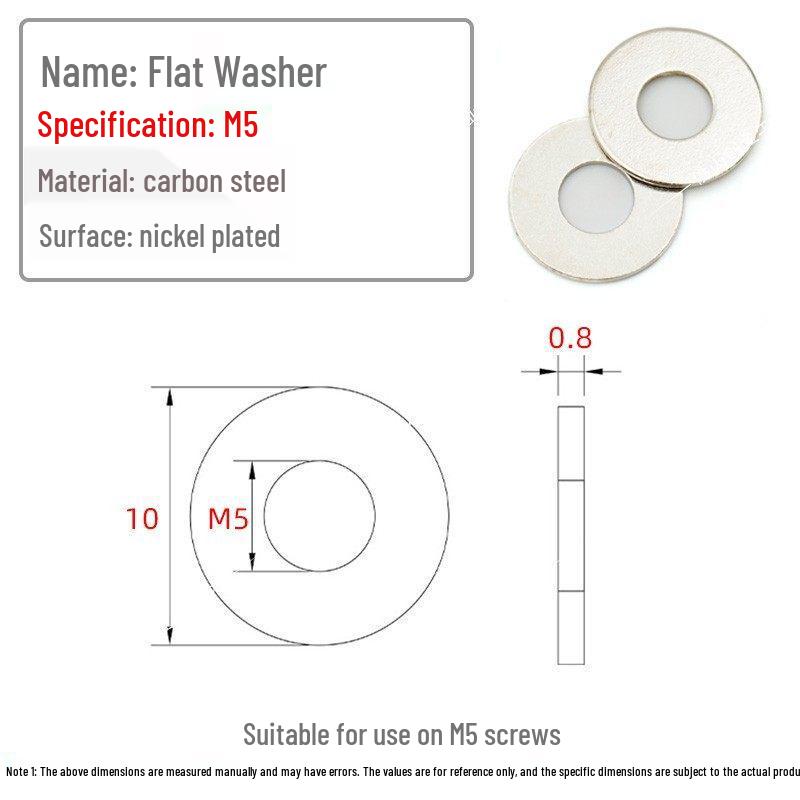 

Aluminum Profile Accessories: Nickel-Plated Carbon Steel Flat Washer (M5/M6/M8).