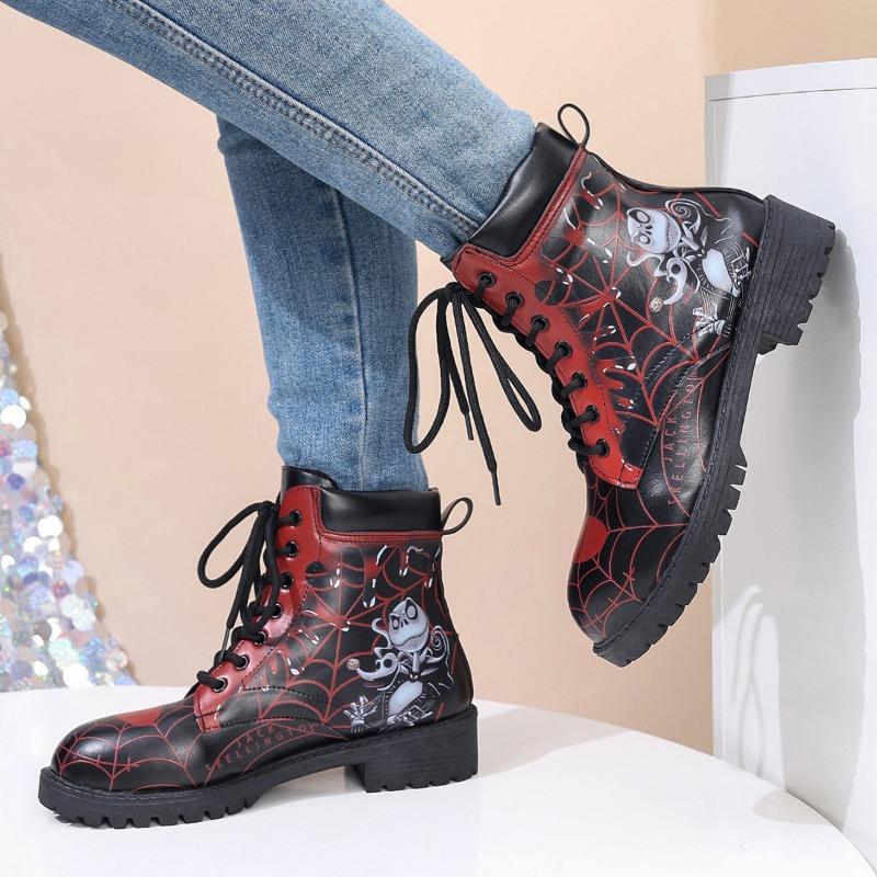 Fashion Halloween Printed Women's Boots 2024 New European and American Style Design Workwear Plus Size High Top Women's Boots Sneakers