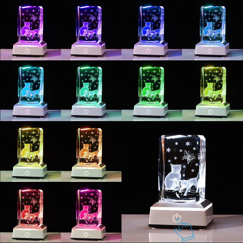 Popular birthday gift for and K9 Crystal Cat LED Light Base with USB women, mothers, wives, girlfriends. [Authentic] Charging.