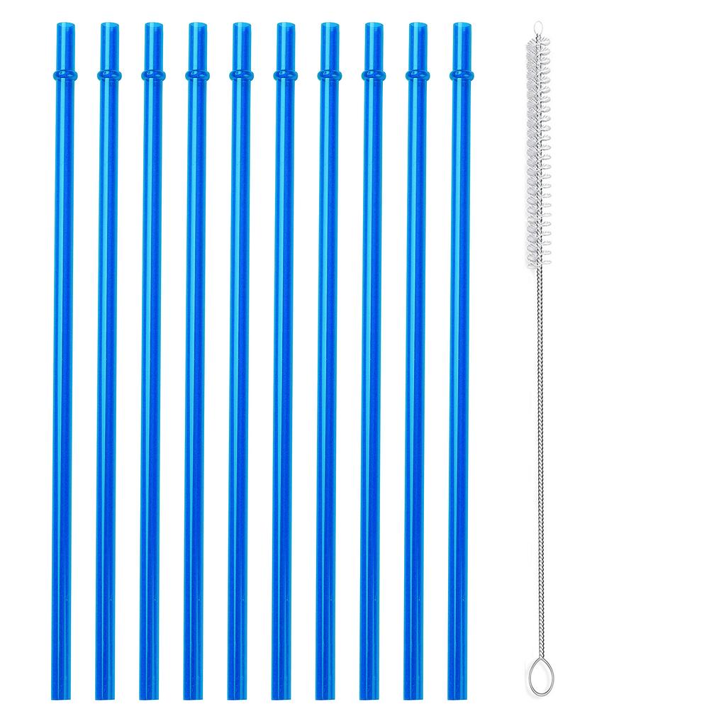 10 Stück wiederverwendbare Strohhalme mit 1 Bürste, 26,7 cm lange Tritan Hartplastik-Strohhalme für 470 ml - 950 ml Becher, Gläser, YETI