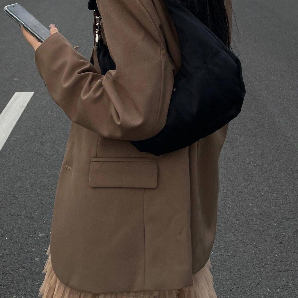 Black Retro Crescent Shoulder Bag - Niche Design, Casual Fashion