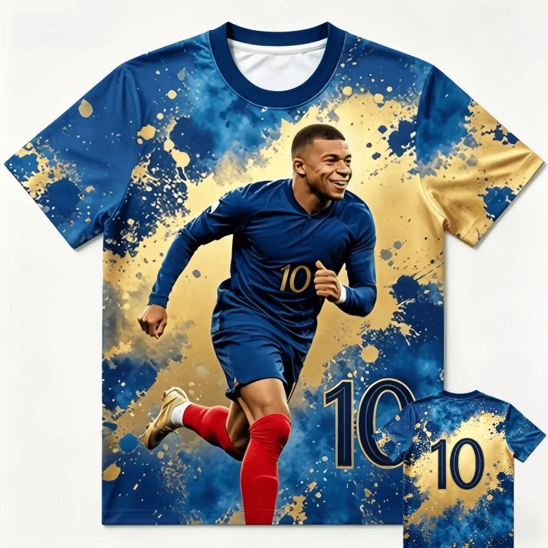 Watercolor Style Summer 3D Printed Matching Soccer Jersey Men s T Shirt for Daily Outdoor Wear S