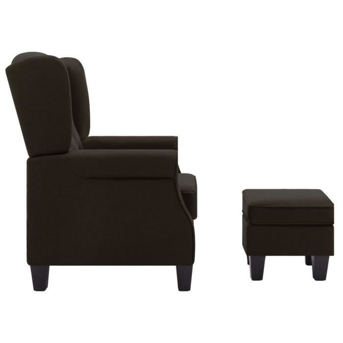 VidaXL Fauteuil avec repose-pied Marron foncé Tissu