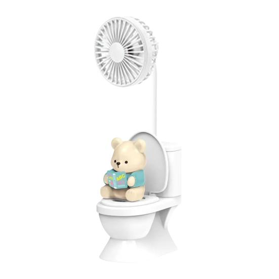 

Toilet-Shaped USB Desk Fan with Pen Holder DIY Stickers Cute Mini Cooling Fan C