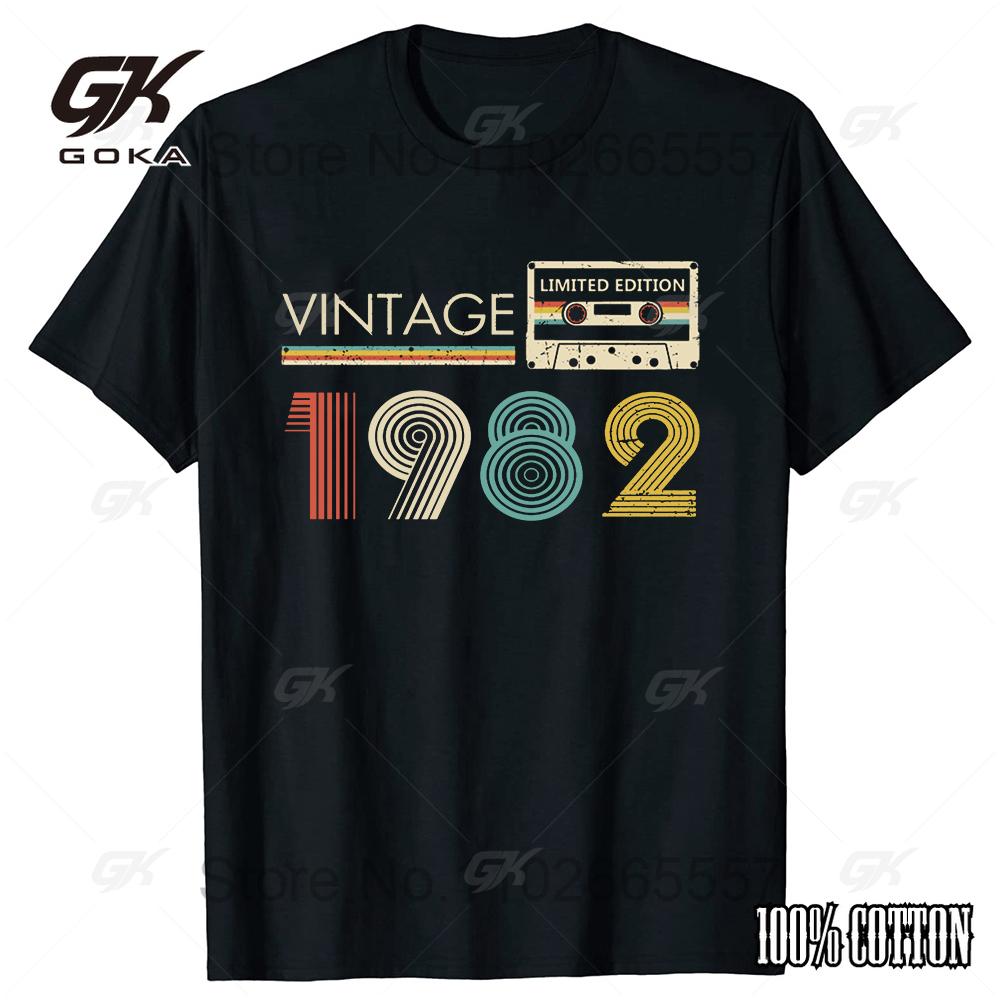 Funny Made In 1982 Limited Edition 42 Years Of Being Awesome Graphic Tshirt Casual  Men's and Women's Short Sleeve Tops