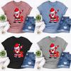 Women Santa Claus Dabbing Print T-shirt Soft Comfortable Christmas Short Sleeve Tee