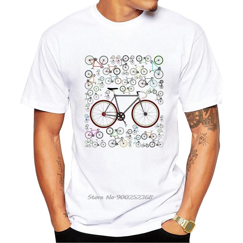 Vintage Fixed Gear Road Bicycle Classic T-Shirt Fashion Men Short Sleeve Old Bikes Print Sport Casual Tops Hip Hop Boy Tee shirt