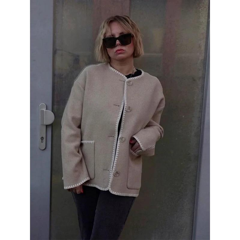 Шикарные карманные лоскутные вязаные укороченные куртки Женский однобортный кардиган — фото 9