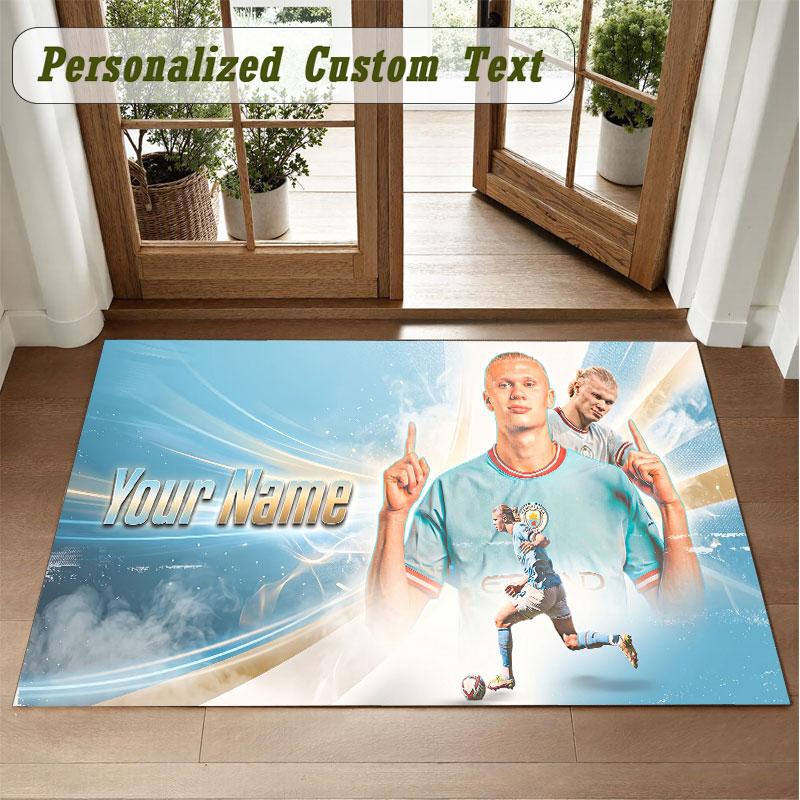 Crystal Velvet Square Rug Custom NameErling Haaland Pattern Non Slip Home Floor Decor Rug