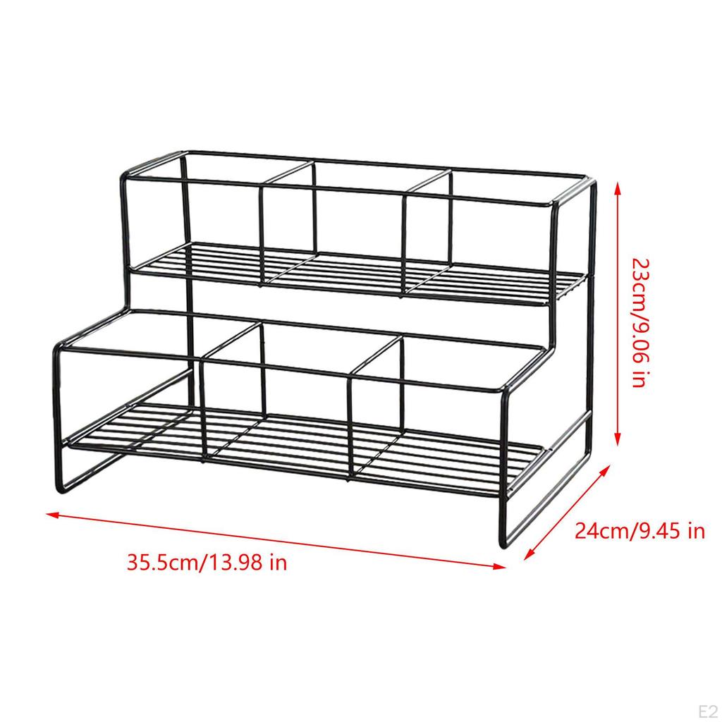 Coffee Syrup Rack Kitchen Countertop Organizer Bar Accessories Black Shelf for