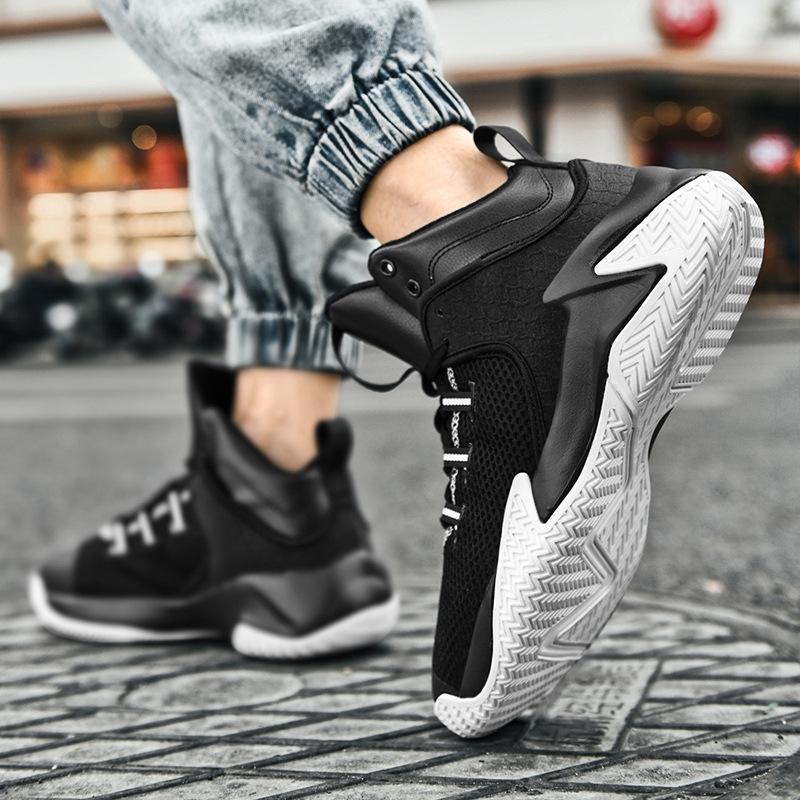 Basketball shoes men's large-size high school students actual combat training high-top shoes shock absorption and anti-collision sports and leisure