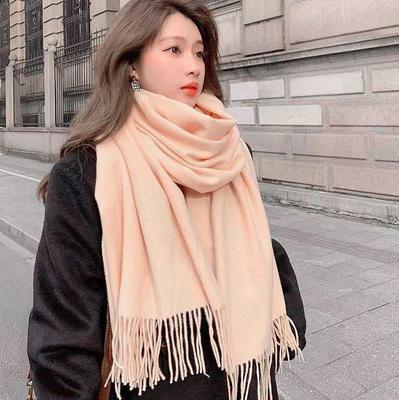 2026 New Wool Cashmere Tassel Shawl: Solid Color, Warm Scarf for Men & Women