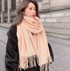 2026 New Wool Cashmere Tassel Shawl: Solid Color, Warm Scarf for Men & Women