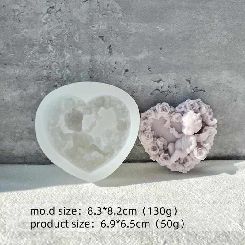 DIY Silicone Candle Mold Rose Heart Angel Handmade Gypsum Scented Soap Mould 3D Craft Fondant Chocolate Baking Decoration Tool