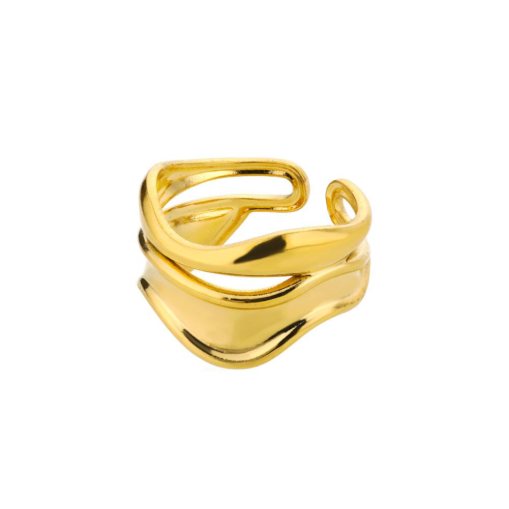 European & American Serpentine Curve Geometric Open Ring - Non-fading Fashion Design