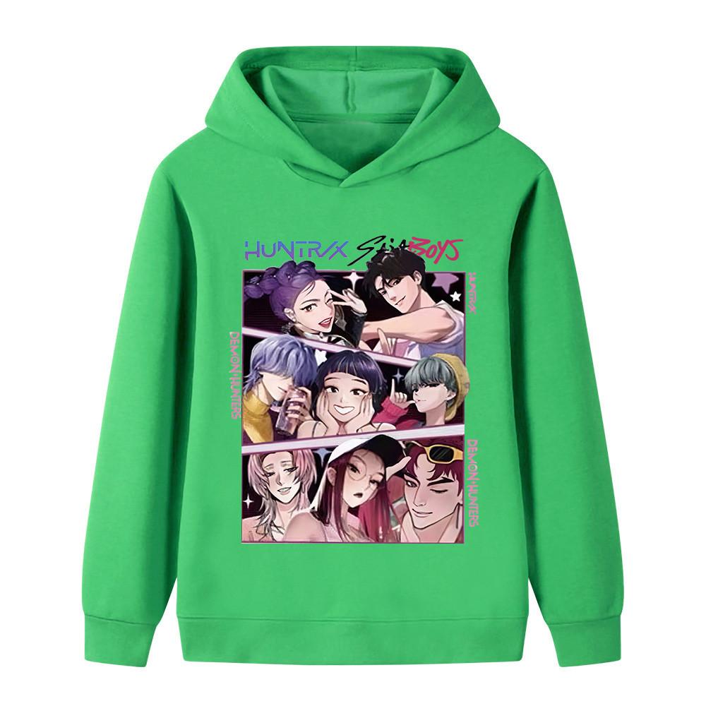 B1224 Kids Boys Girls Sajaboys Kpop Rumi Zoey Mira Print Long Sleeves Hoodie