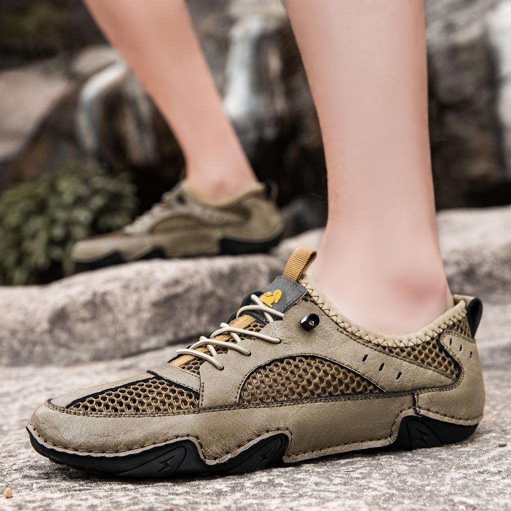 Piele piele de vacă pantofi sport casual noi pentru bărbați mărime mare cusut pantofi din plasă respirabilă pantofi pentru bărbați caracatiță