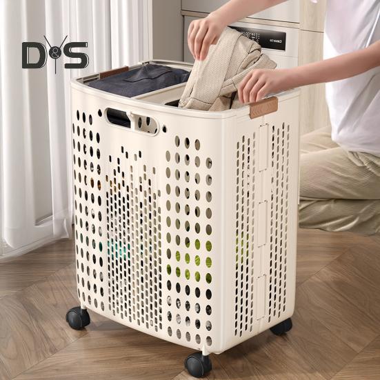 Wäschekorb mit Rädern, großes Fassungsvermögen, faltbares Design, Aufbewahrungskorb mit Rädern und Griff