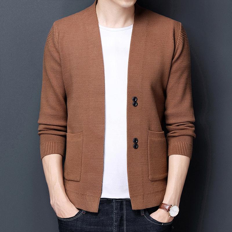 Manteau en tricot à quatre boutons pour homme, version coréenne, à la mode printemps-automne