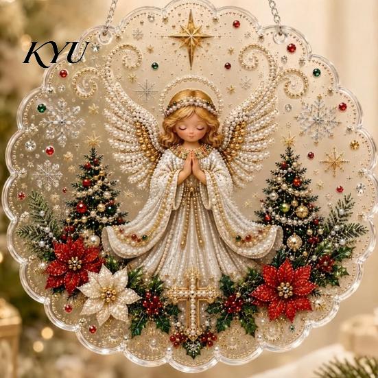 Třpytivé kamínkové umění Vánoční malba falešnými perlami Suncatcher sada, 3D Betlém/Santa Claus/Pták/Strom Náboženské sváteční dekorace Korálky