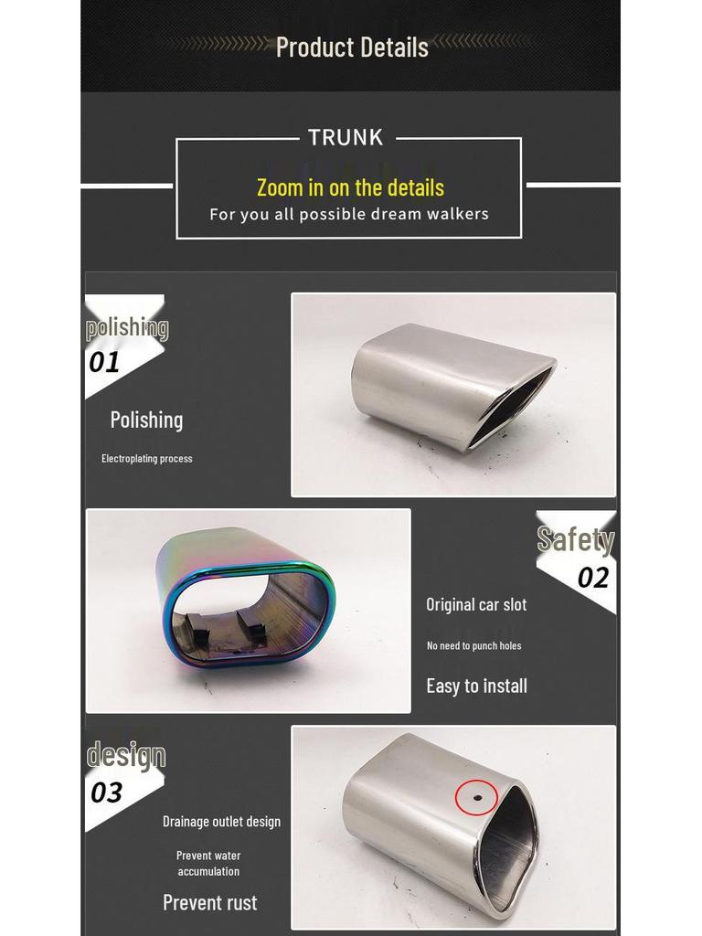 Stainless Steel Exhaust Muffler Tailpipe for Lavida - Direct Plug-In Add-On