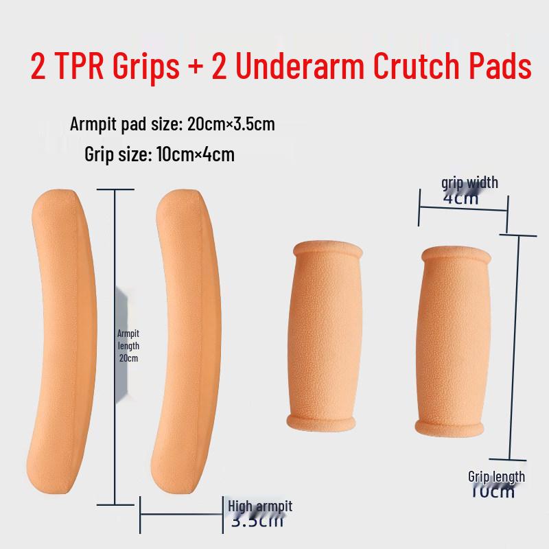 Underarm Crutch Accessories: Double Crutch Sleeves, Grip Handles, Thick Sponge Pad Covers, Soft Underarms