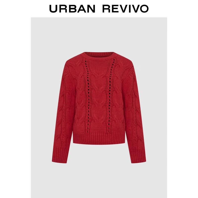

UR Women s Red Hollow Cable Knit Sweater S