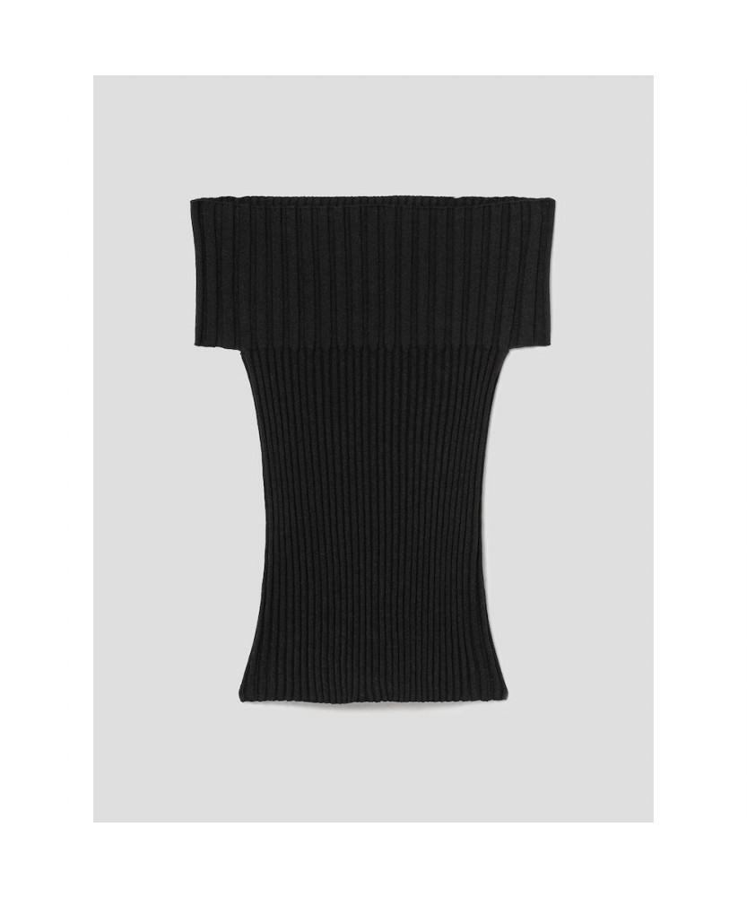 Anggae Off Shoulder Rib Top Black