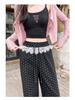 Women's High-Waist Polka Dot Lace Patchwork Wide-Leg Pants - Spring 2025 Collection
