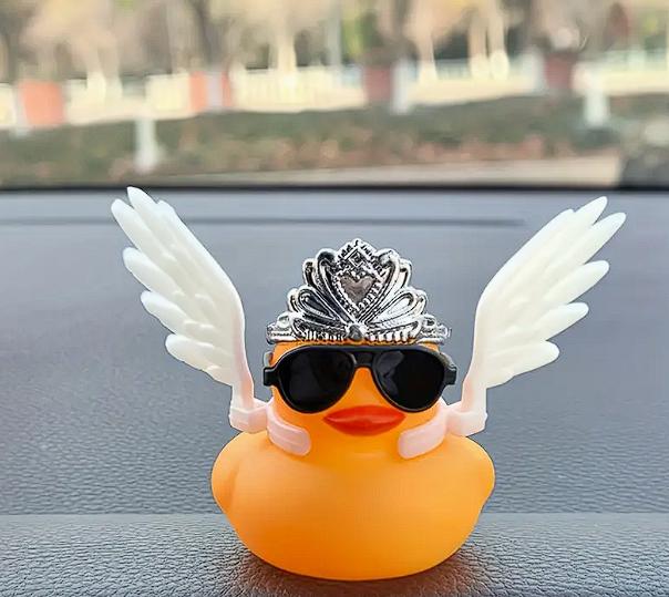 Car Duck Car Rubber Dashboard Decorations Ornament Yellow Duck With Mini Swim Ring Sun Cowboy Hat Necklace For Rubber Duck